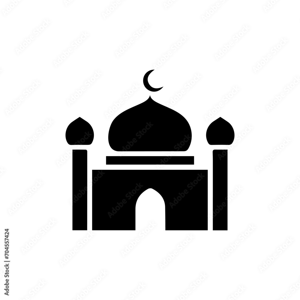 Mosque simple icon, islamic worship place, muslim symbols, vector illustration. Flat mosque icon design vector, mosque silhouette. Hajj, umrah, ramadhan kareem, ied mubarak Mosque simple icon, islamic worship place, muslim symbols, vector illustration. Flat mosque icon design vector, mosque silhouette. Hajj, umrah, ramadhan kareem, ied mubarak