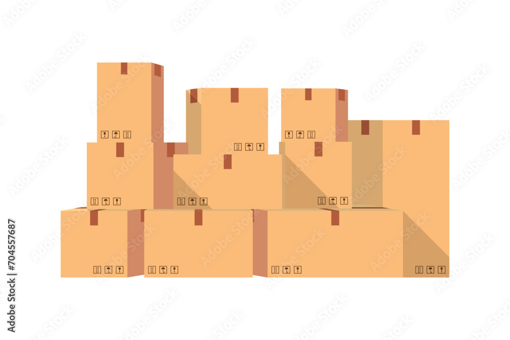 Cardboard Boxes Set. Cargo delivery Vector Illustration Cardboard Boxes Set. Cargo delivery Vector Illustration