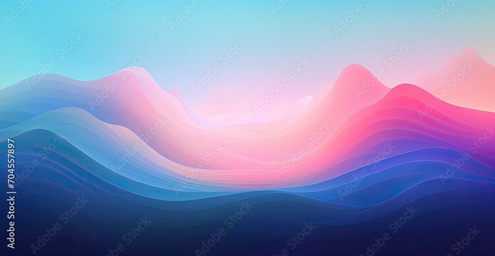 Web homepage template layered hills landscape, neon color gradient background Web homepage template layered hills landscape, neon color gradient background