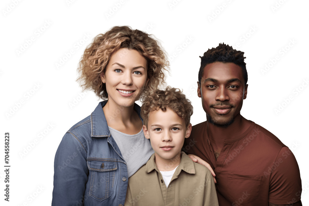 Transparent Cutout of a Joyful Mixed-Race Family, No Background Transparent Cutout of a Joyful Mixed-Race Family, No Background
