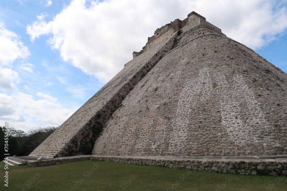 The famous Pyramid of the Magician, Piramide del Advino at Uxmal, close to Merida, Mexico