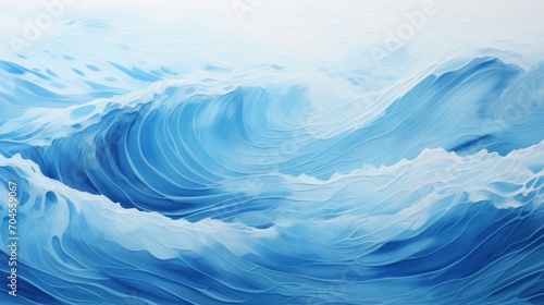 A painting of blue waves on a white background © cac_tus