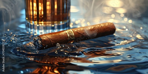 Smoke and serenity: timeless allure of cigars, unveils a tapestry of flavors, savor the rich, smoldering journey within the artfully rolled embrace of aged tobacco leaves photo