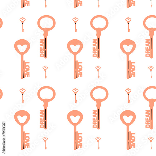 pink keys love seamless background. Vector illustration can used for love day decoration, wedding card, celebration wallpaper.  © Жумагуль Бисекеева