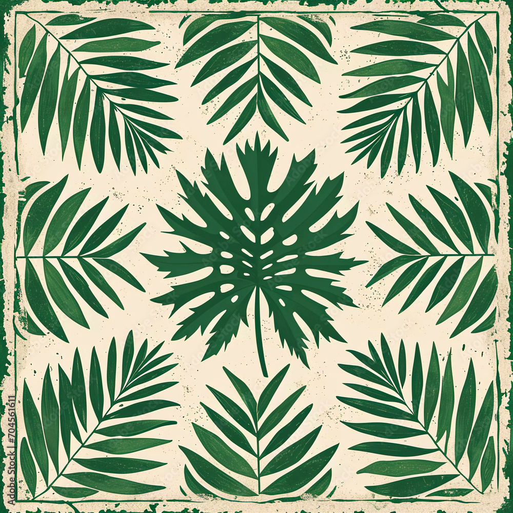 Vintage leaves pattern, botanical background, Generative AI