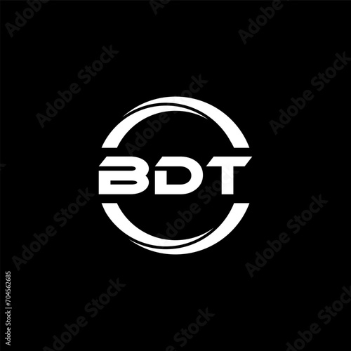 BDT letter logo design with black background in illustrator, cube logo, vector logo, modern alphabet font overlap style. calligraphy designs for logo, Poster, Invitation, etc.