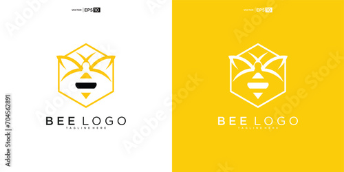 honey Bee animals logo design vector