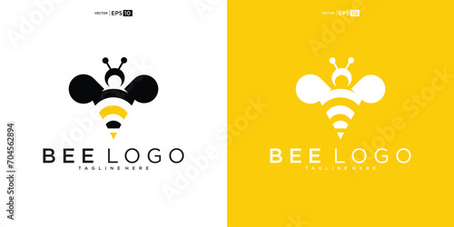 honey Bee animals logo design vector