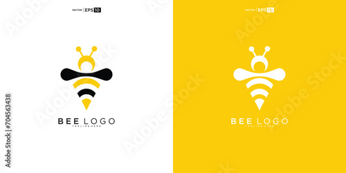honey Bee animals logo design vector
