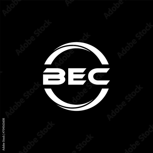 BEC letter logo design with black background in illustrator, cube logo, vector logo, modern alphabet font overlap style. calligraphy designs for logo, Poster, Invitation, etc.