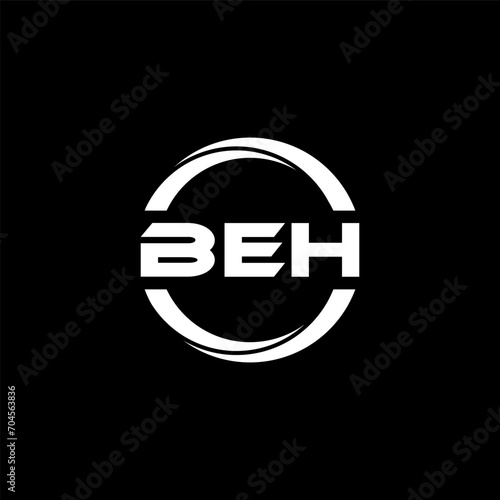 BEH letter logo design with black background in illustrator, cube logo, vector logo, modern alphabet font overlap style. calligraphy designs for logo, Poster, Invitation, etc.