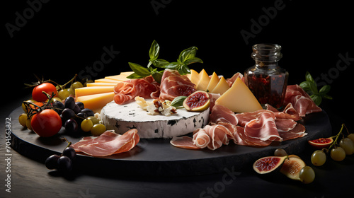 Artisan Cheese and Prosciutto Platter On Isolated