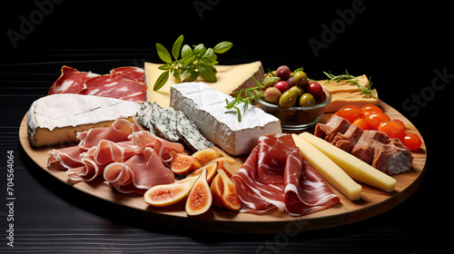 Artisan Cheese and Prosciutto Platter On Isolated