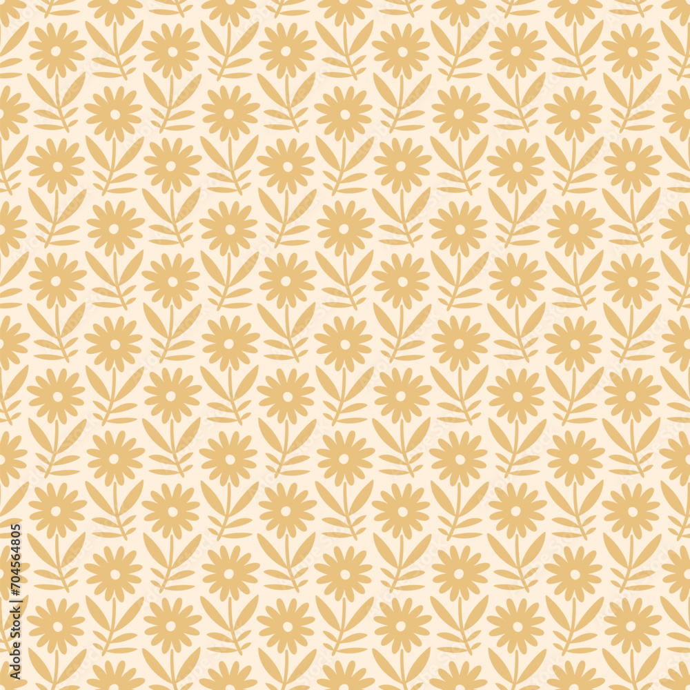 Hand drawn seamless pattern with decorative doodle flowers, repeat pattern with flowers and leaves Hand drawn seamless pattern with decorative doodle flowers, repeat pattern with flowers and leaves