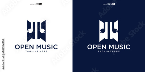music logo door element for Sound recording studio, vocal course, composer, singer karaoke music logo design