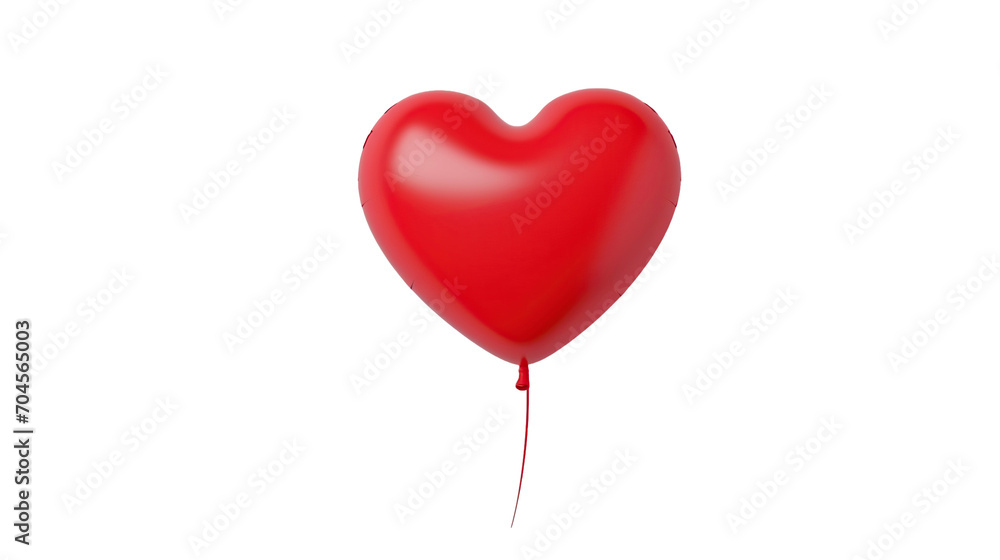 red heart balloon flying on transparent background