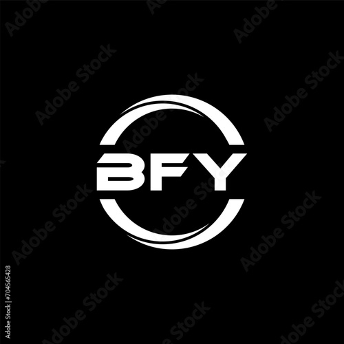 BFY letter logo design with black background in illustrator, cube logo, vector logo, modern alphabet font overlap style. calligraphy designs for logo, Poster, Invitation, etc.