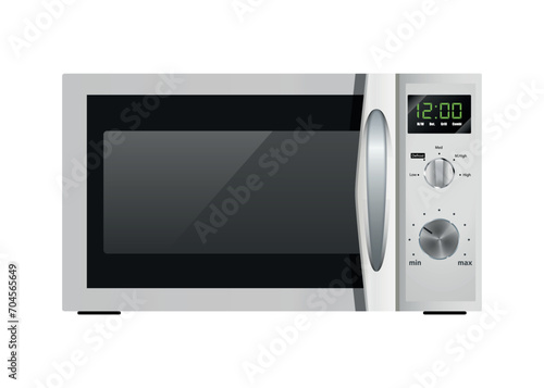 vector realistic microwave oven isolated on white background. Kitchen electric appliance for cooking food