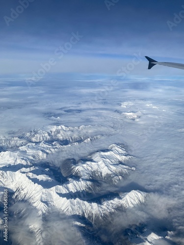 Beautiful View of Snow Covered Moutnain Peaks during Winter of the Canadian Rockies in Banff