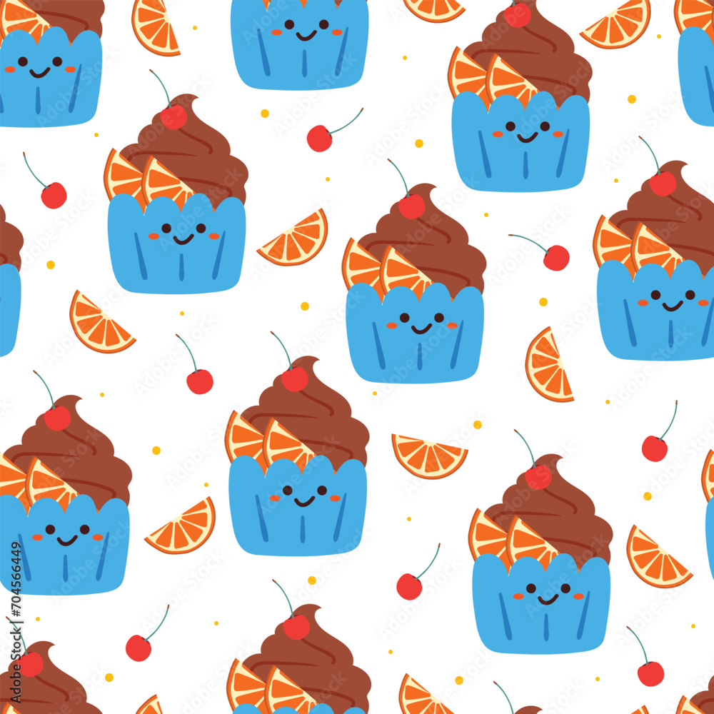 seamless pattern cartoon cute dessert character. cute food wallpaper for textile, gift wrap paper seamless pattern cartoon cute dessert character. cute food wallpaper for textile, gift wrap paper