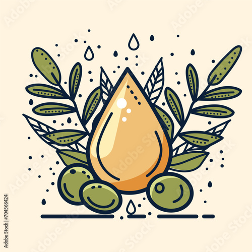 Olive oil and olives vector line icon. Olive oil bottle with olives and olive branch. Nutrition and healthy life style concept.