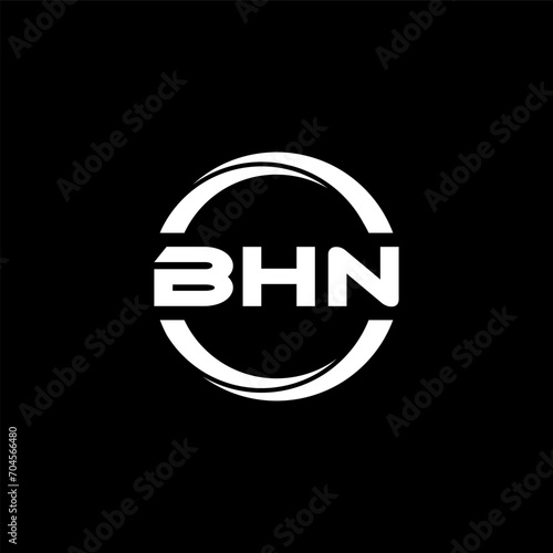 BHN letter logo design with black background in illustrator, cube logo, vector logo, modern alphabet font overlap style. calligraphy designs for logo, Poster, Invitation, etc.