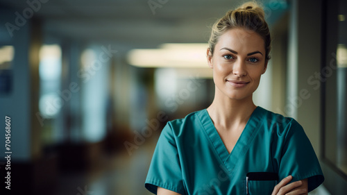 Smiling young nurse in a hospital photo