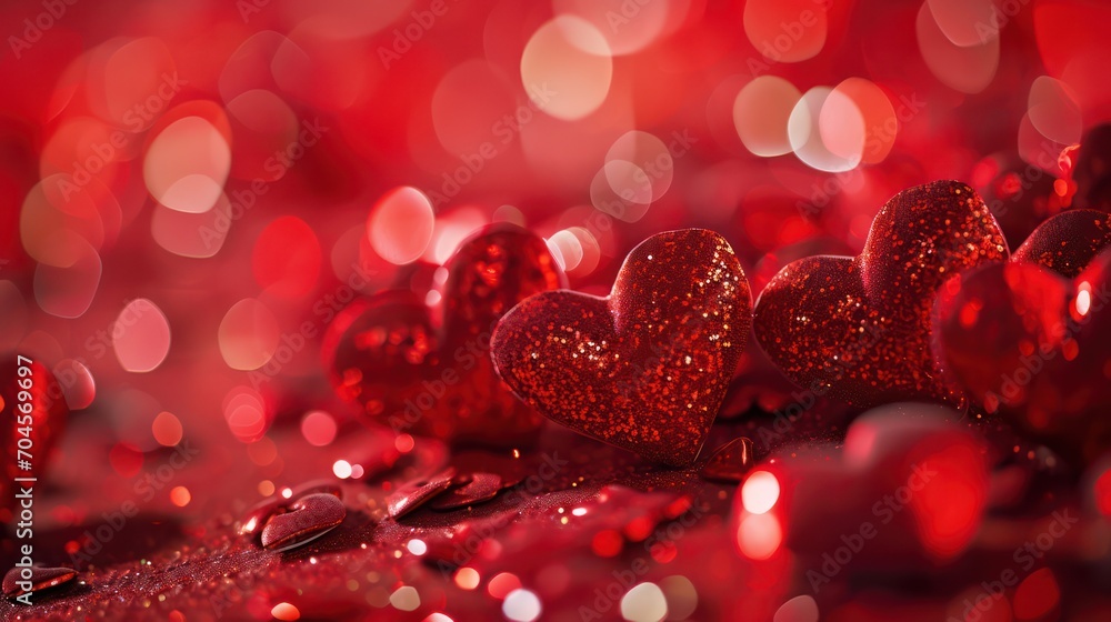 red hearts on a red background. Valentine's Day romantic background concept red hearts on a red background. Valentine's Day romantic background concept