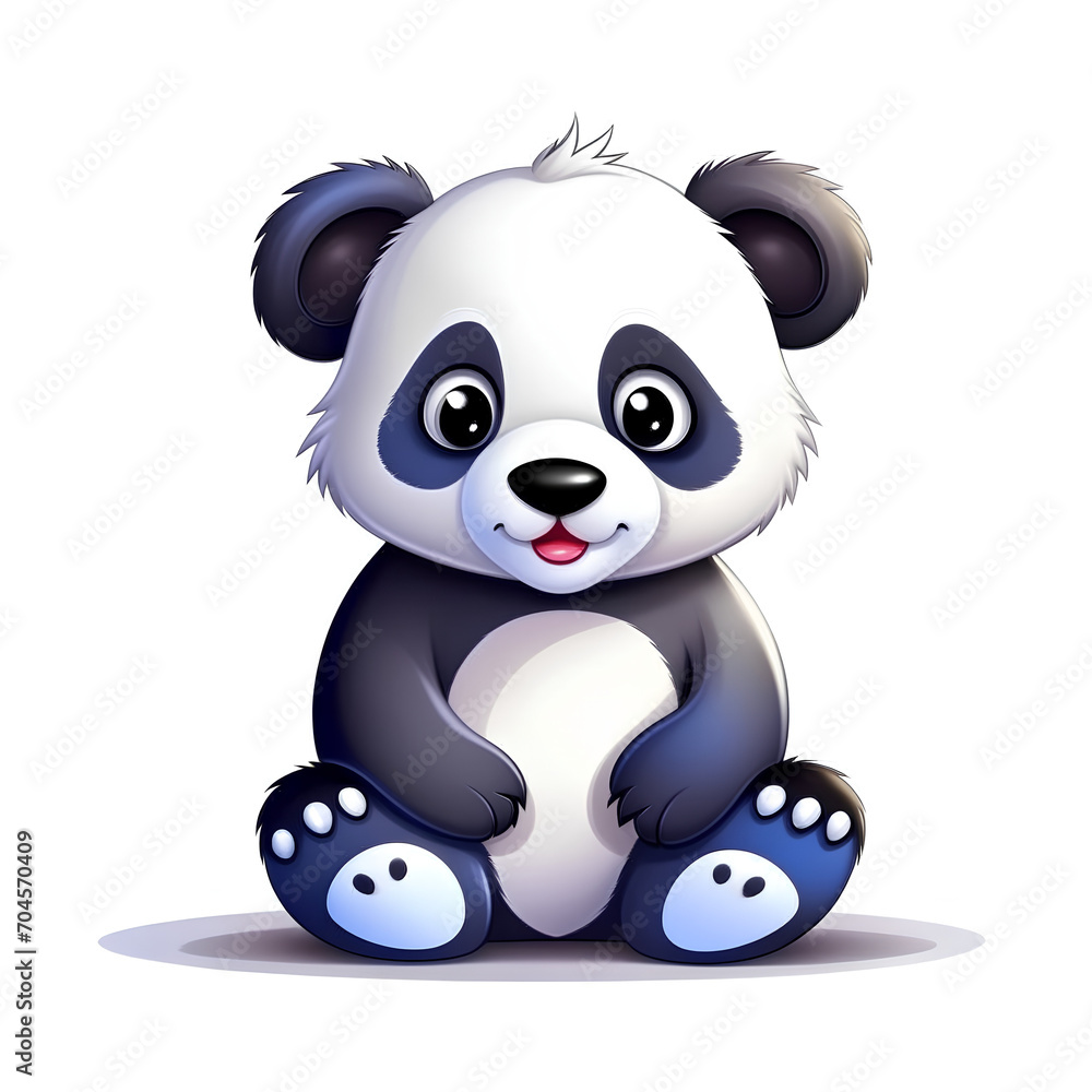 Obraz premium Panda bear on a white background, created with the help of artificial intelligence.
