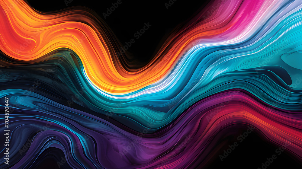 A vibrant explosion of abstract color and light, this fractal art painting on a black background captures the essence of creative expression A vibrant explosion of abstract color and light, this fractal art painting on a black background captures the essence of creative expression