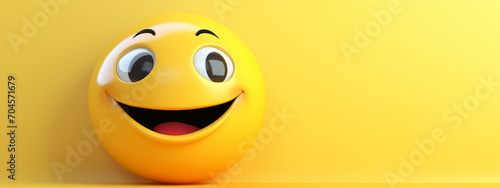 Realistic yellow glossy 3d emotion happy face. Emoticon collection.Generative AI