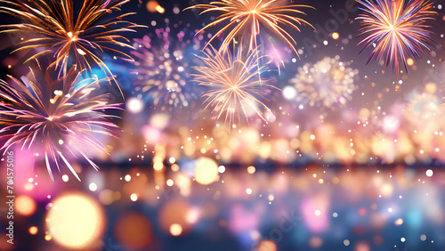 Image portraying the scene of new year celebrations and fireworks. can also be used for other celebrations and events. Graphics resources and wallpaper background as well