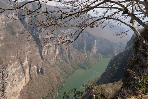 Spectacular view from the view point/mirador La Coyota at the Sumidero Canyon/Canon del Sumidero, Chiapas, Mexico photo