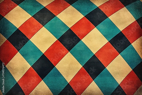 Retro muted colors abstract checkerboard pattern grainy texture background © dvoevnore