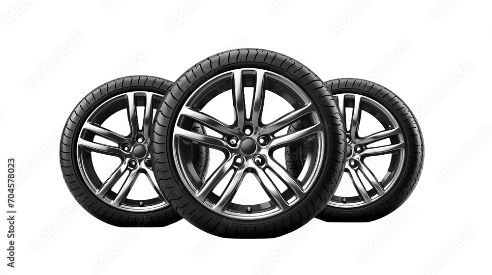 view of car tires on transparent background