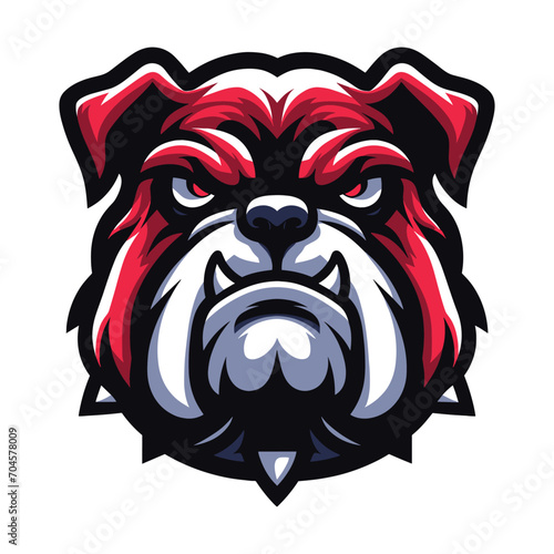 brave animal bulldog head face mascot design vector illustration, logo template isolated on white background
