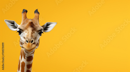 giraffe on a yellow background.Generative AI