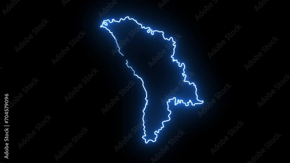 Animated map icon for the country of Moldova with a glowing neon effect Animated map icon for the country of Moldova with a glowing neon effect