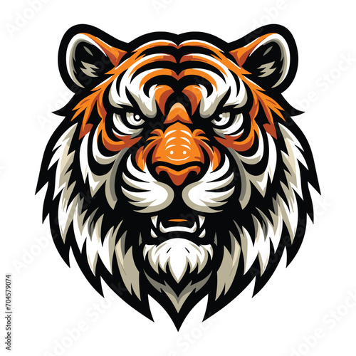 wild animal tiger head face mascot design vector illustration  logo template isolated on white background