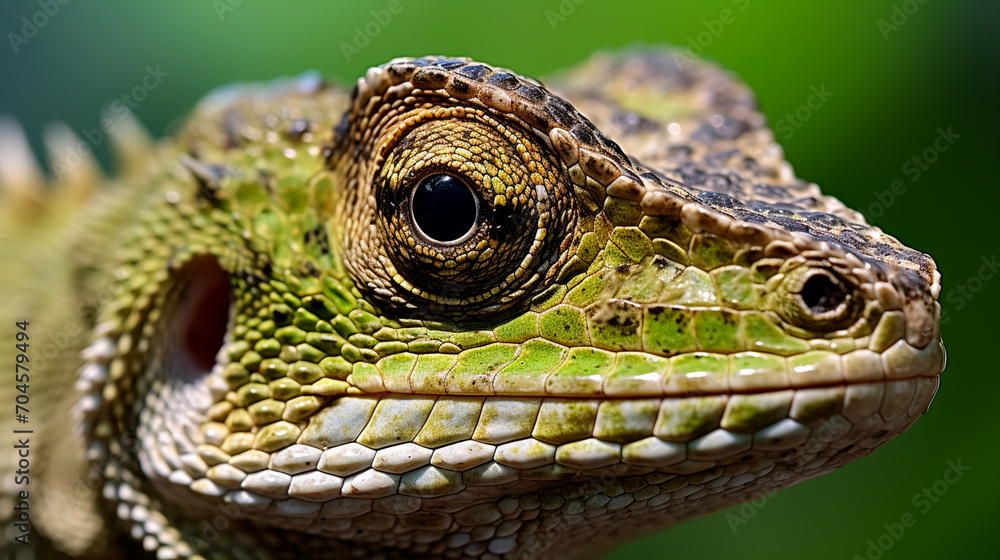 Tree lizard face close up, AI Generative. Tree lizard face close up, AI Generative.