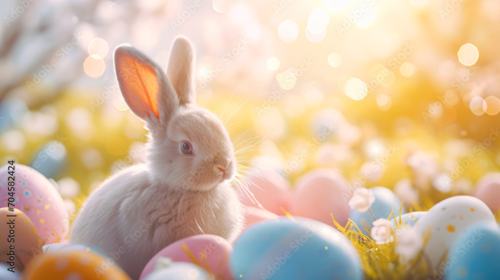easter bunny with easter eggs easter bunny with easter eggs