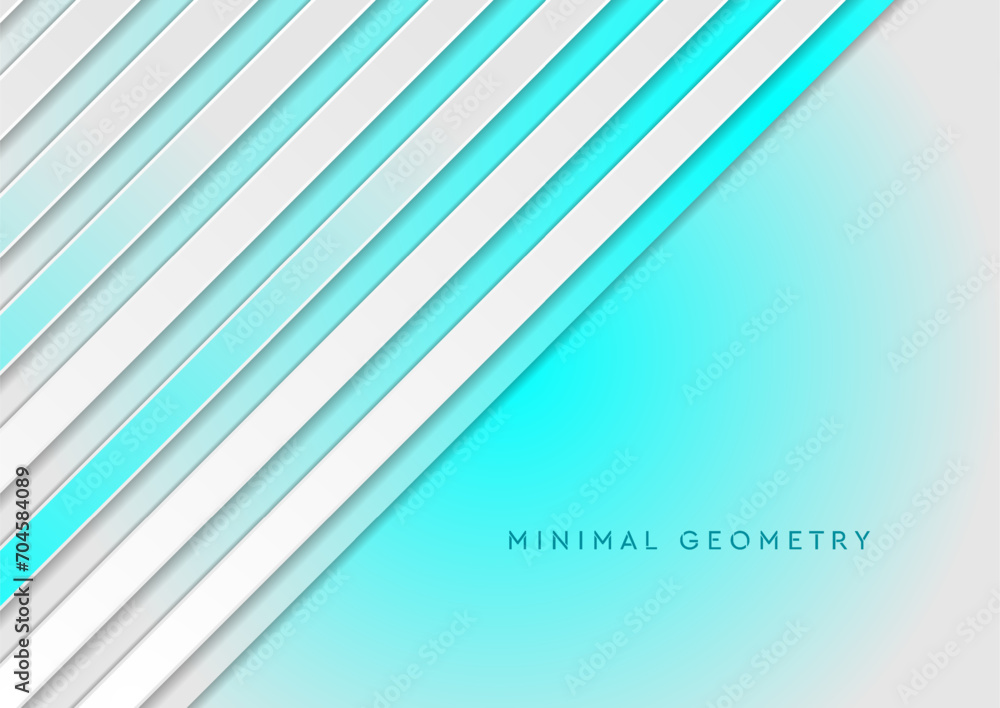 Fototapeta premium Blue and white paper stripes geometric minimal abstract background. Vector design