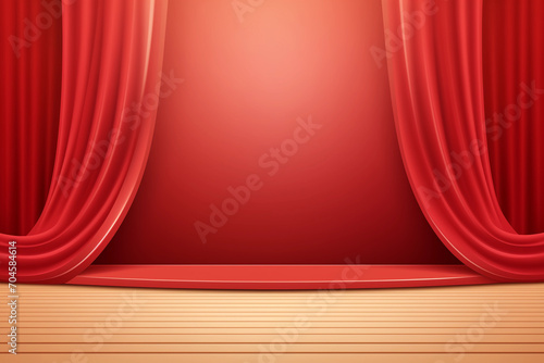 Stage Draped With Curtains, cartoon, ai generative