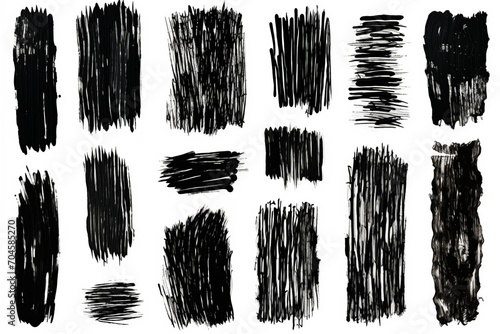 This set features abstract and precise black marker strokes, perfect for monochromatic themes. Each stroke is isolated on a transparent background, emphasizing their individuality and versatility in v