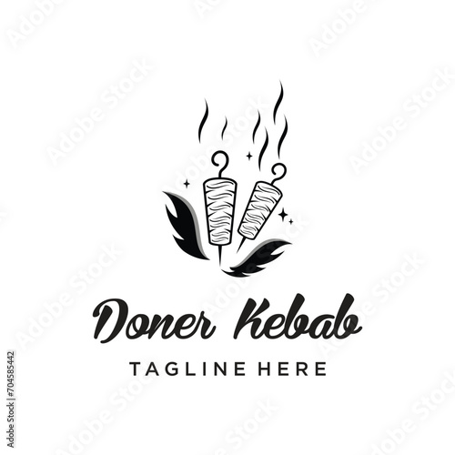 Doner kebab logo design with creative unique Premium Vector