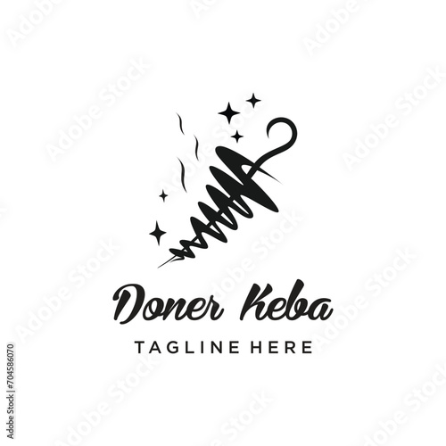Doner kebab logo design with creative unique Premium Vector