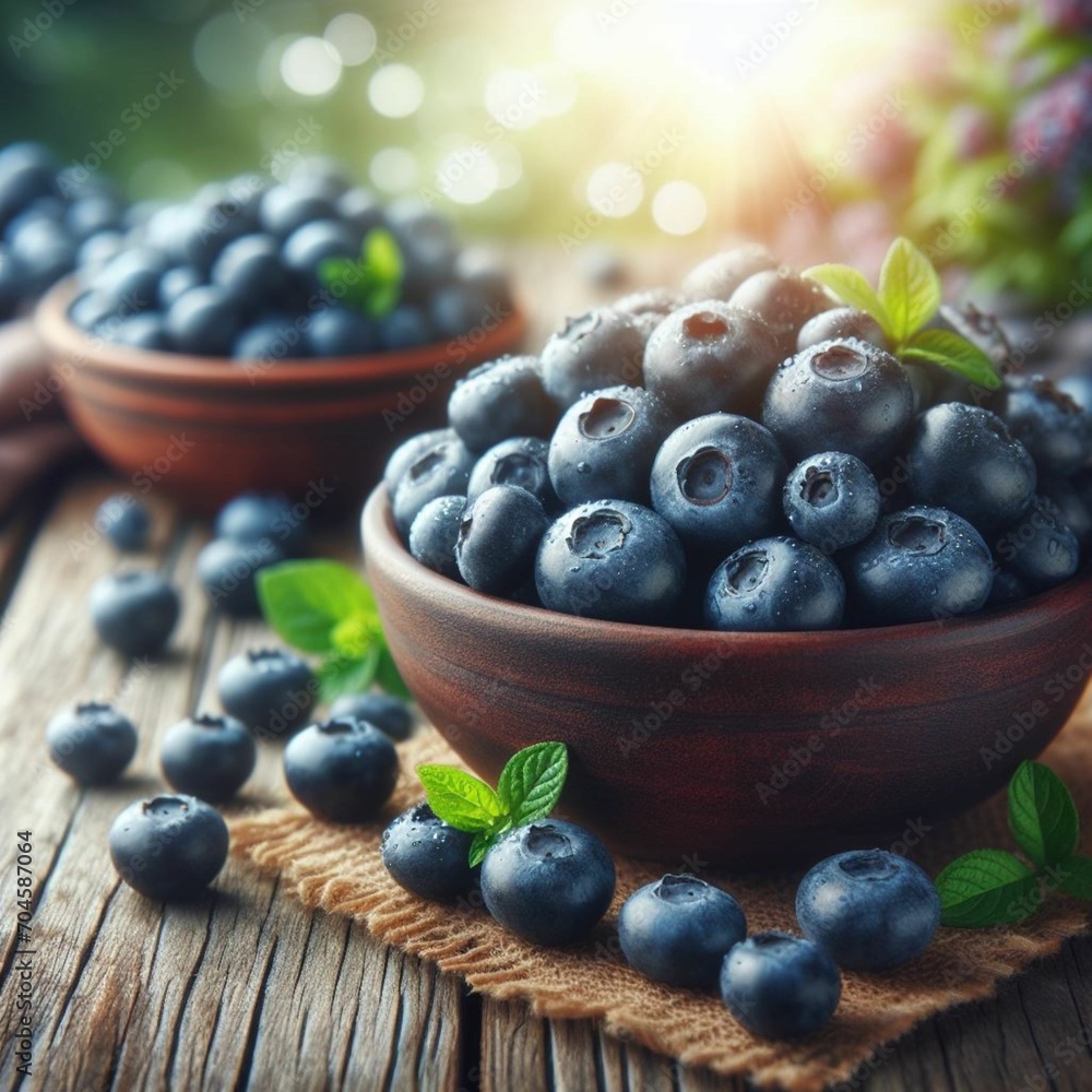 blueberries in a bowl on wooden table blueberries in a bowl on wooden table