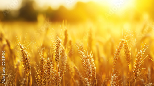 Field of golden wheat ears  farm and agriculture concept  banner  wallpaper  texture
