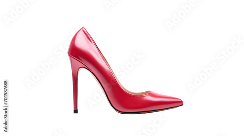 Red heeled women's shoes on transparent background