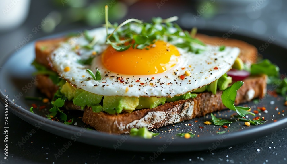 a plate with a sandwich and a fried egg on it with avocado, a close up of a piece of bread with an egg on top of it on a wooden platter, sandwich, plate a plate with a sandwich and a fried egg on it with avocado, a close up of a piece of bread with an egg on top of it on a wooden platter, sandwich, plate
